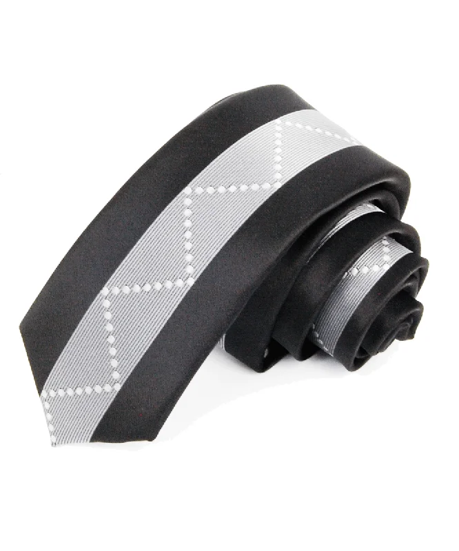 Black and Silver Slim Panel Tie