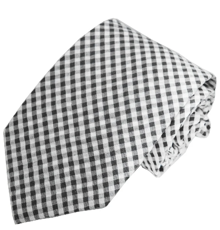 Black and White Gingham Cotton Tie