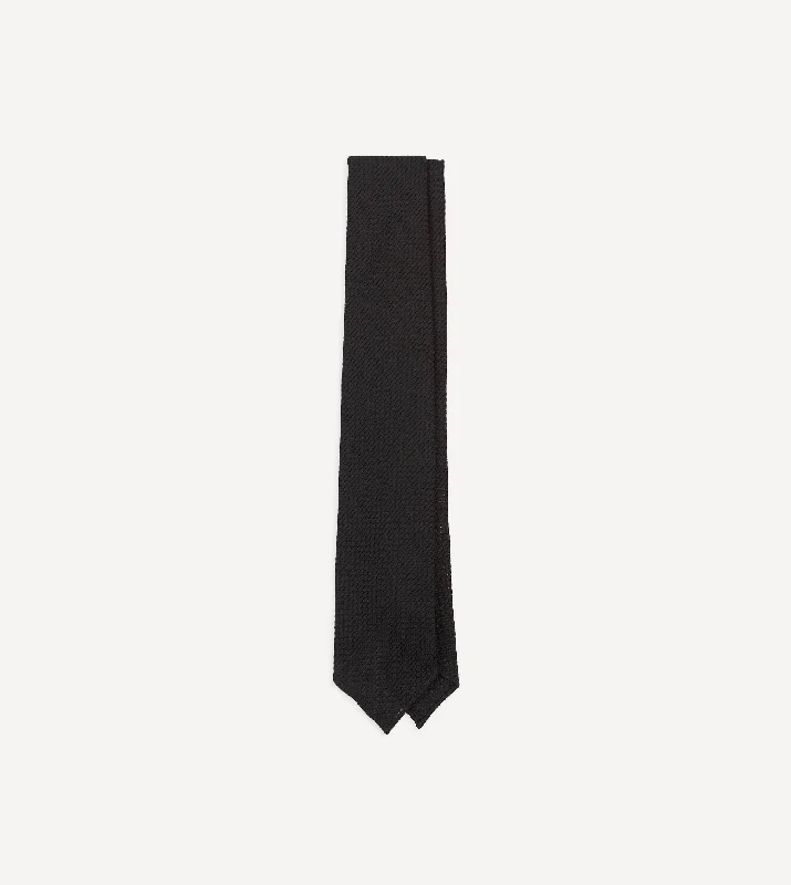 Black Hand Rolled Large Knot Grenadine Tie