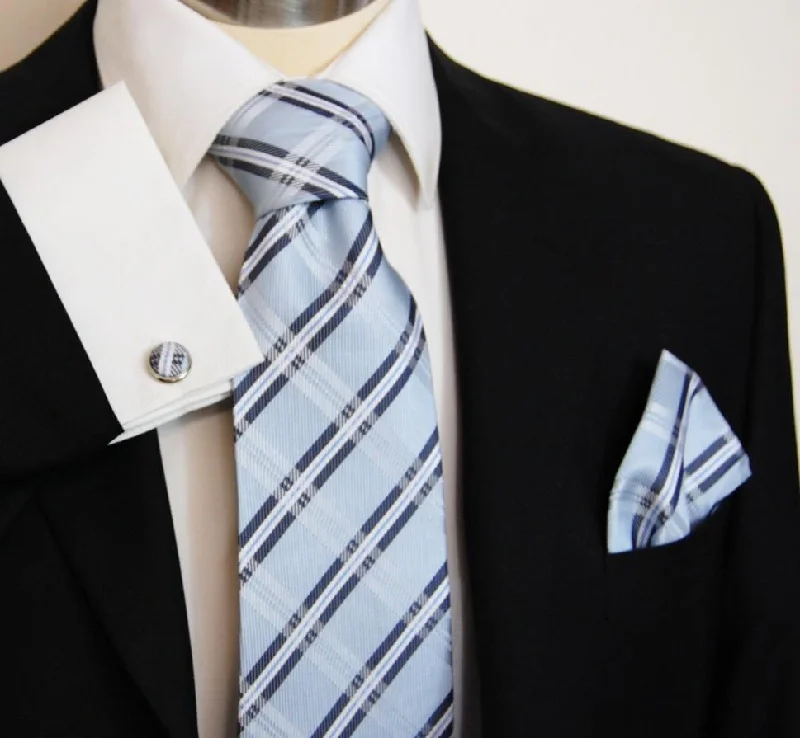 Blue Plaid Silk Tie and Accessories in Silk