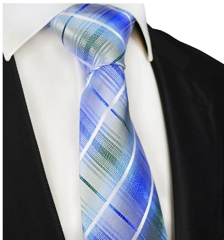 Blue Plaid Silk Mens Tie by Paul Malone