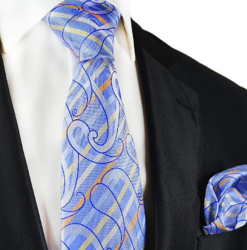 Blue Silk Tie and Pocket Square