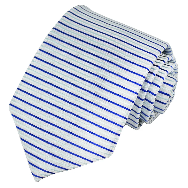 Blue Striped Silk Necktie Set By Paul Malone