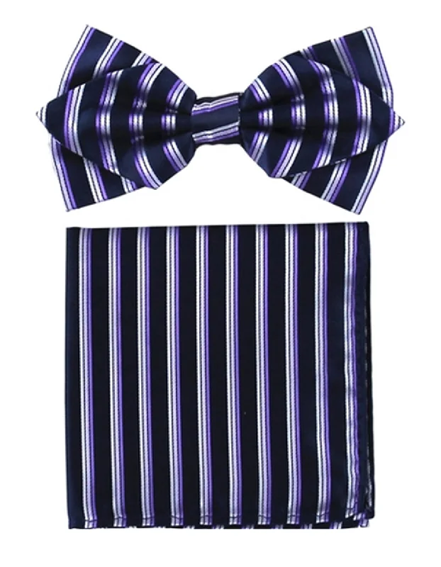 Lavender Stripe Bow Tie Set