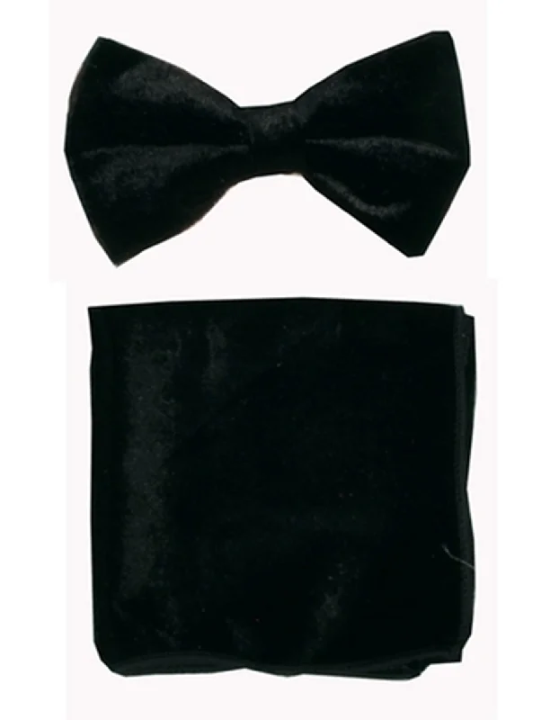 Charcoal Grey Velvet Bow Tie Set