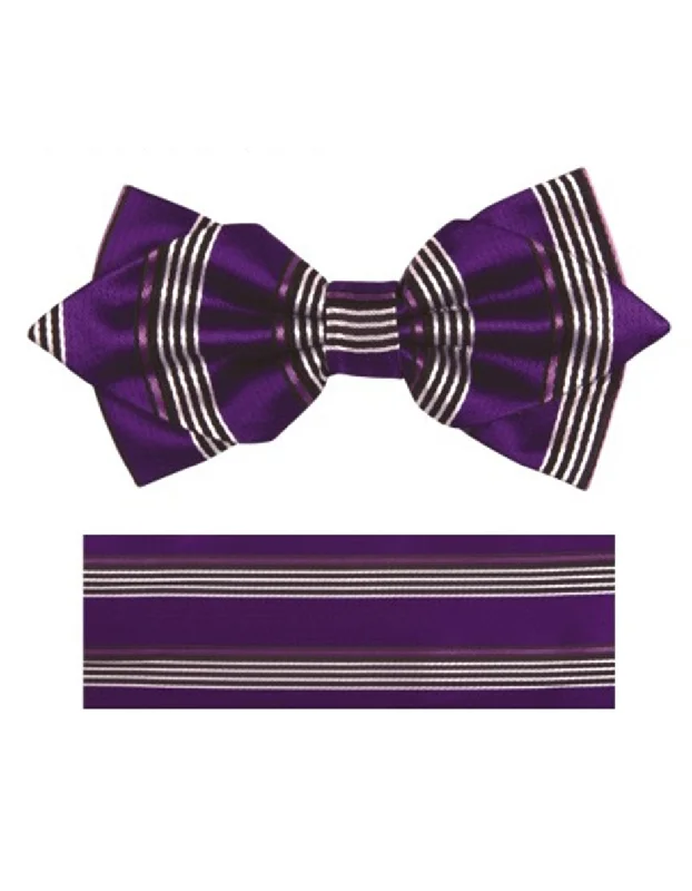 Purple Stripe Bow Tie Set