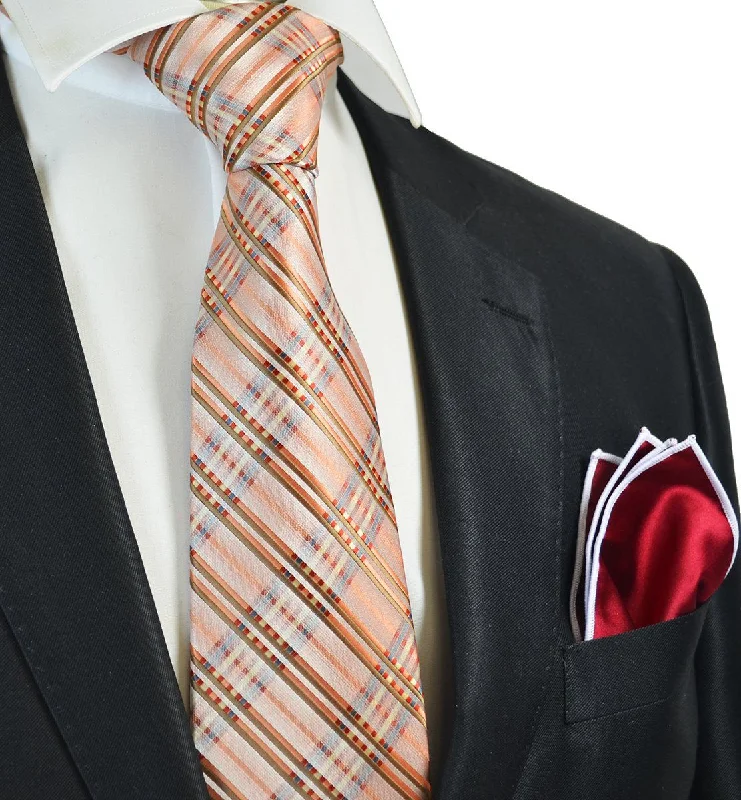 Bronze and Brown Men's Tie and Pocket Square