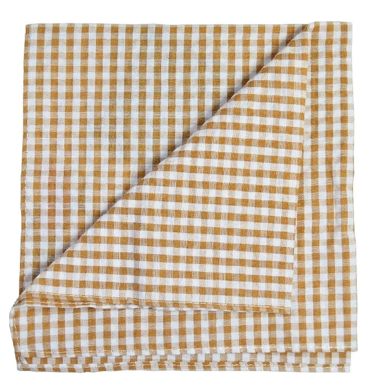 Brown Checkered Cotton Pocket Square