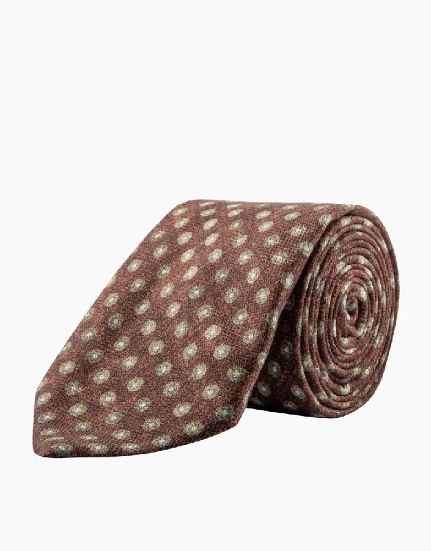 Brown Geometric Silk Tie