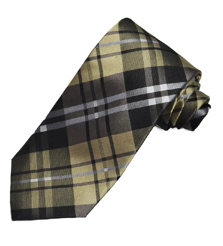 Brown Plaid Silk Tie and Accessories