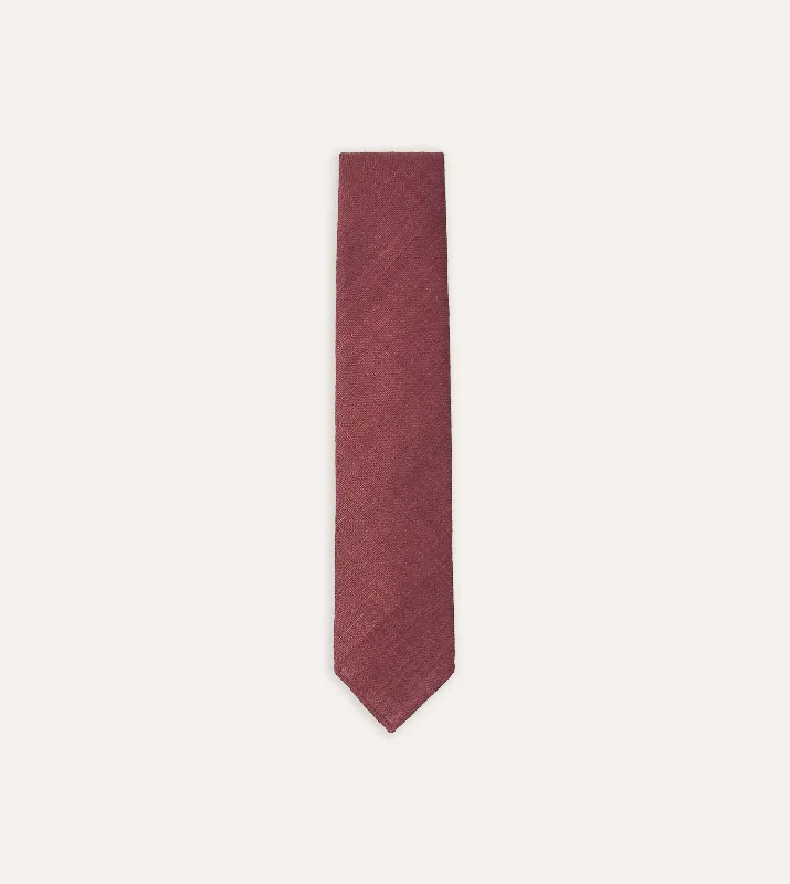 Burgundy Tussah Hand Rolled Silk Tie