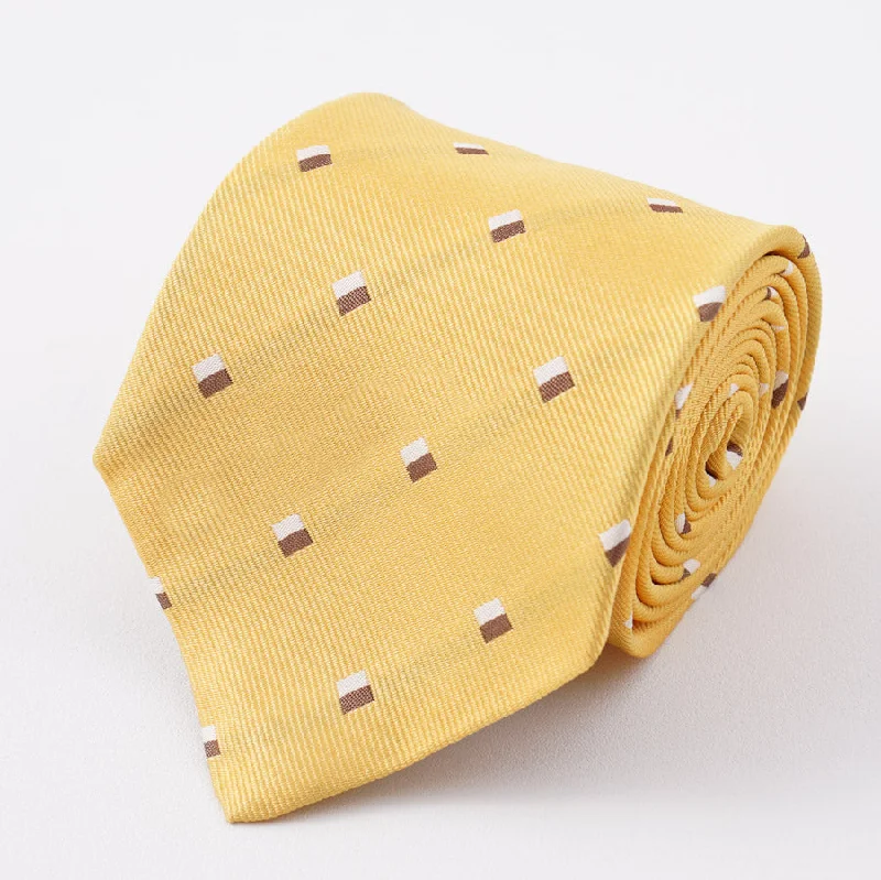 Cesare Attolini Yellow Jacquard Silk Tie