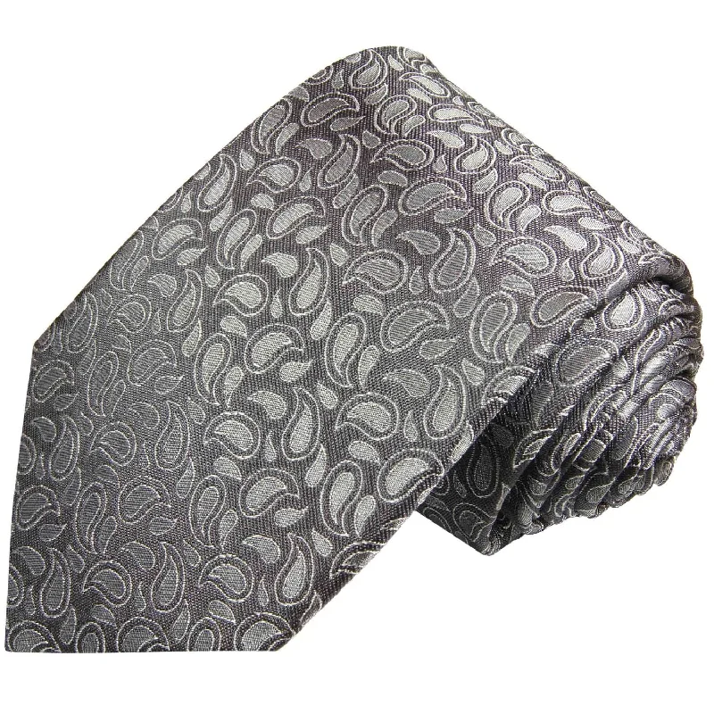 Charcoal Paisley Silk Tie by Paul Malone