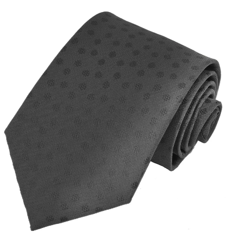 Charcoal Polka Dot Silk Tie and Pocket Square