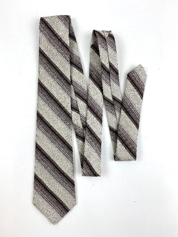 80s Deadstock Necktie, Men's Vintage Brown/ Beige Diagonal Stripe Tie, NOS