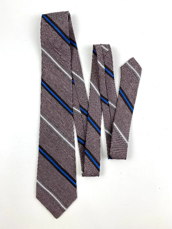 80s Deadstock Necktie, Men's Vintage Blue/ Brown Diagonal Stripe Tie, NOS