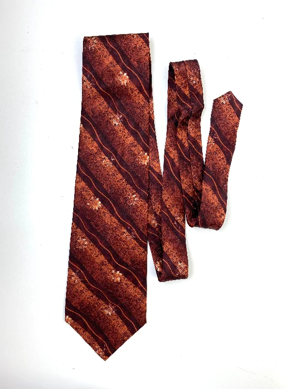 90s Deadstock Silk Necktie, Men's Vintage Brown Rust Diagonal Stripe Tie, NOS