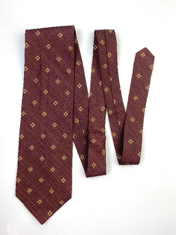 90s Deadstock Silk Necktie, Men's Vintage Brown/ Gold Dainty Foulard Pattern Tie, NOS