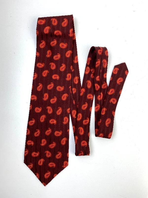 90s Deadstock Silk Necktie, Men's Vintage Red/ Orange Paisley Boteh Pattern Tie, NOS