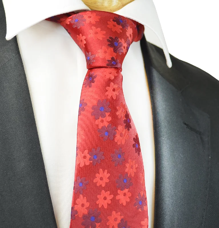 Mars Red Floral Men's Necktie