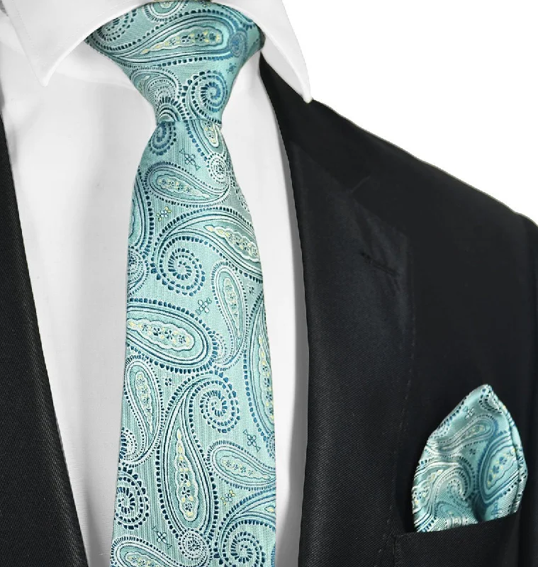 Deep Sea Blue Paisley Necktie Set