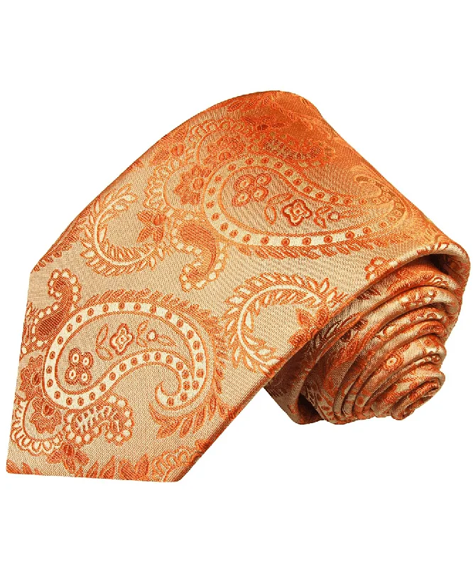 Formal Orange Paisley Silk Necktie