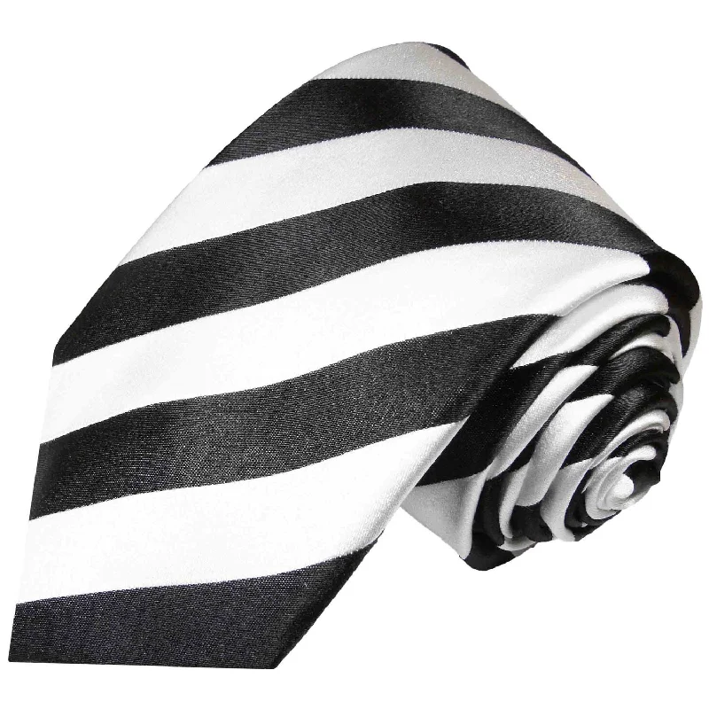 Classic Black and White College Striped Men's Necktie