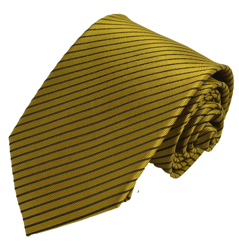 Gold and Brown Striped Silk Necktie by Paul Malone