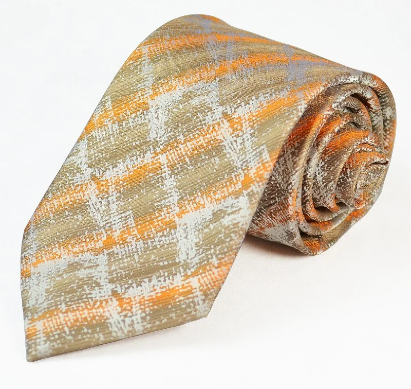 Gold Patterned Silk Tie and Pocket Square