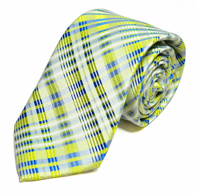 Green and Blue Patterned Silk Tie and Pocket Square