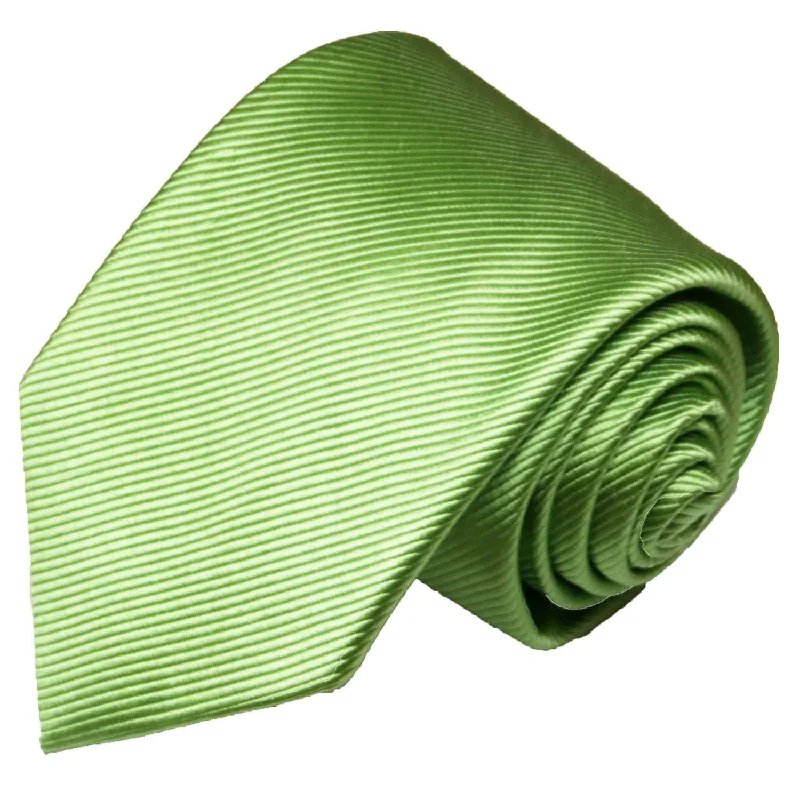 Solid Summer Green Necktie Set in 100% Silk