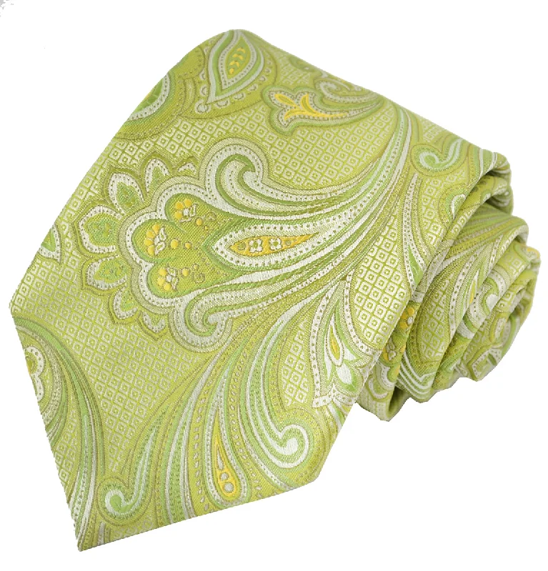 Green Paisley Necktie and Pocket Square