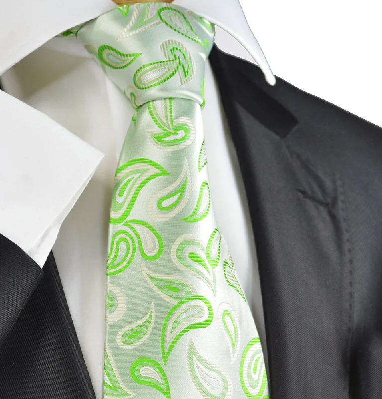 Green Paisley Silk Necktie by Paul Malone