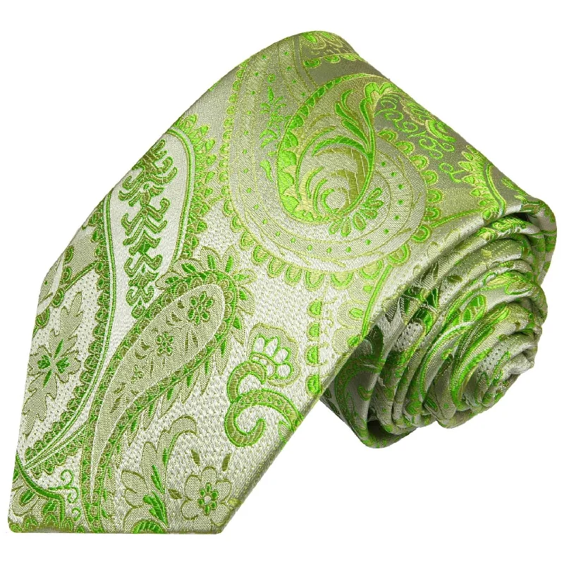 Green Paisley Silk Necktie by Paul Malone