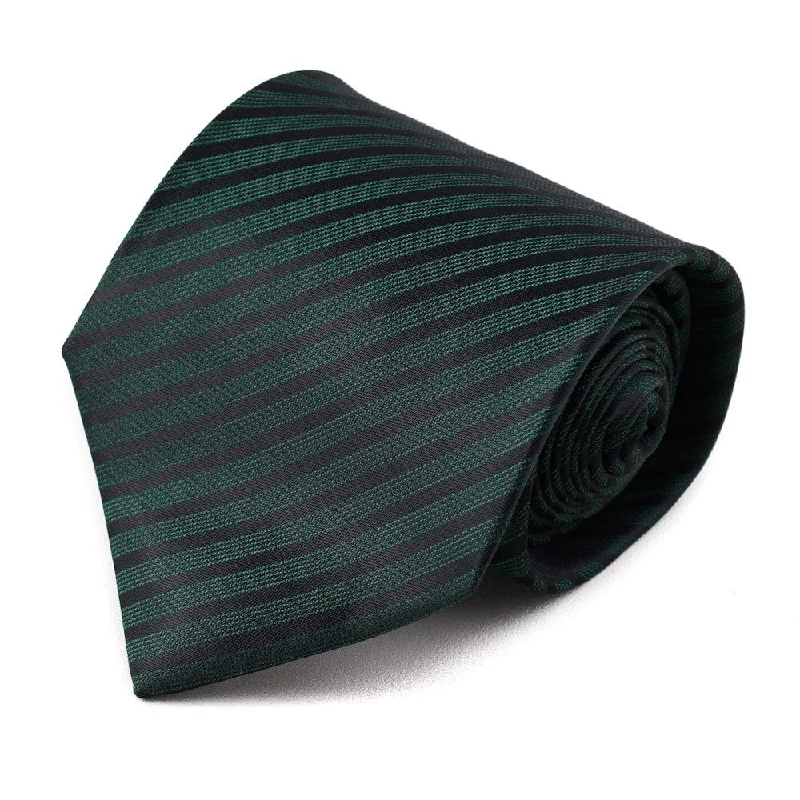 Isaia Black and Emerald Green Striped Tie