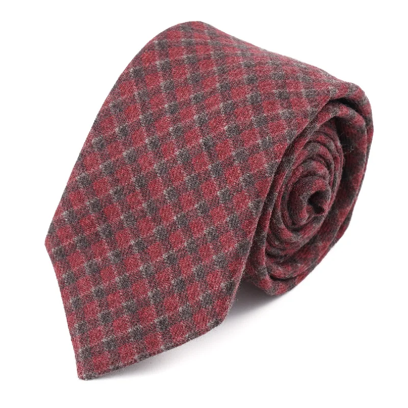 Isaia Check Print Soft Wool Tie