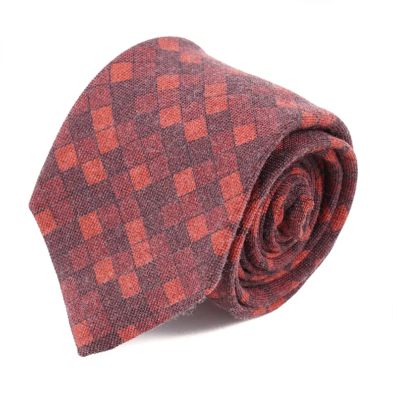 Isaia Check Print Wool and Silk Tie