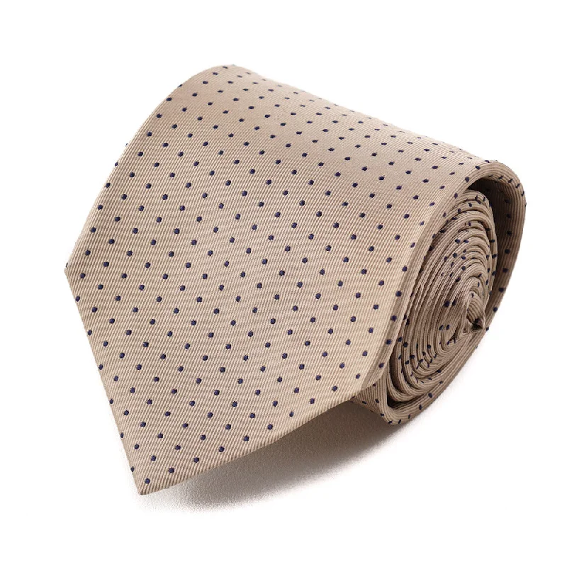 Isaia Gold and Navy Dot Pattern Tie