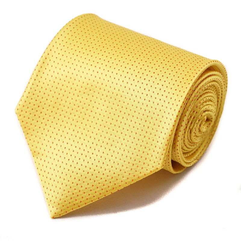 Isaia Lemon Yellow Pindot Silk Tie