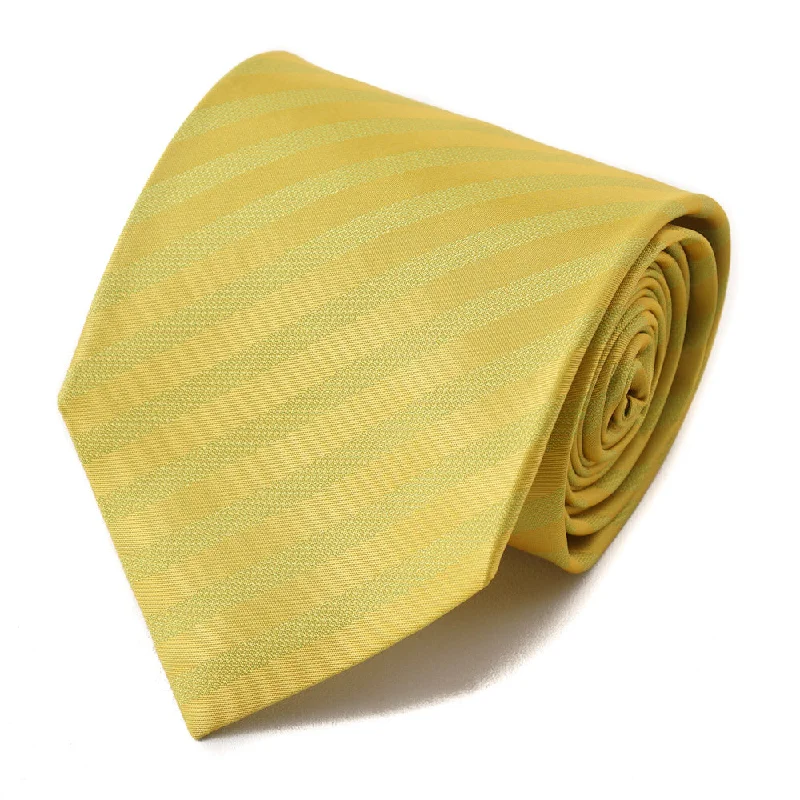 Isaia Lemon Yellow Ribbon Striped Silk Tie