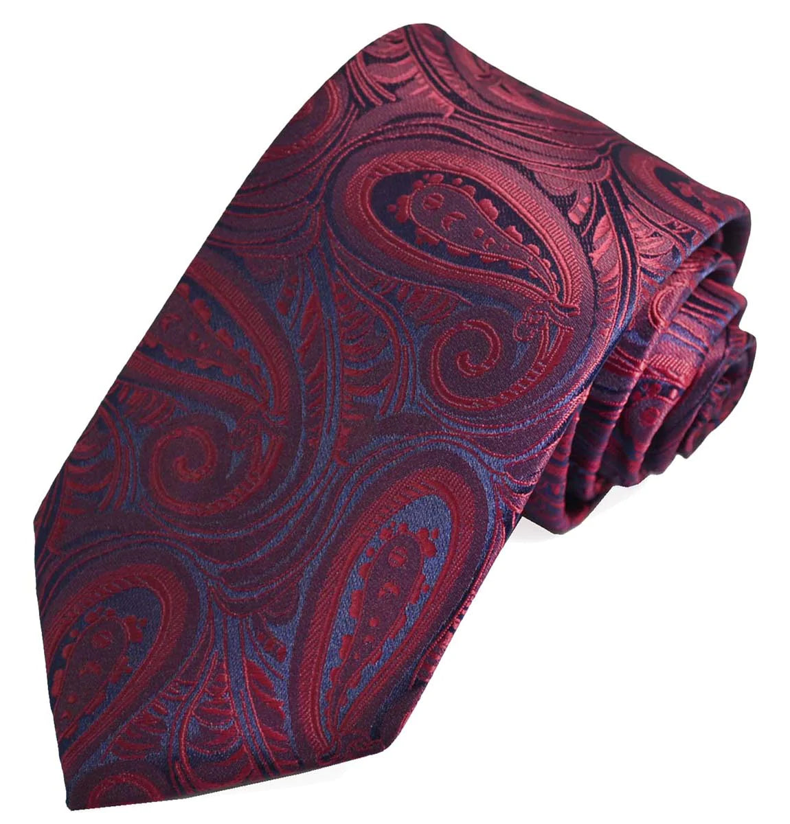 Classic Wine Red Paisley Necktie for Men