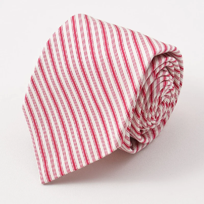 Kiton Raspberry Multi Stripe Silk Necktie