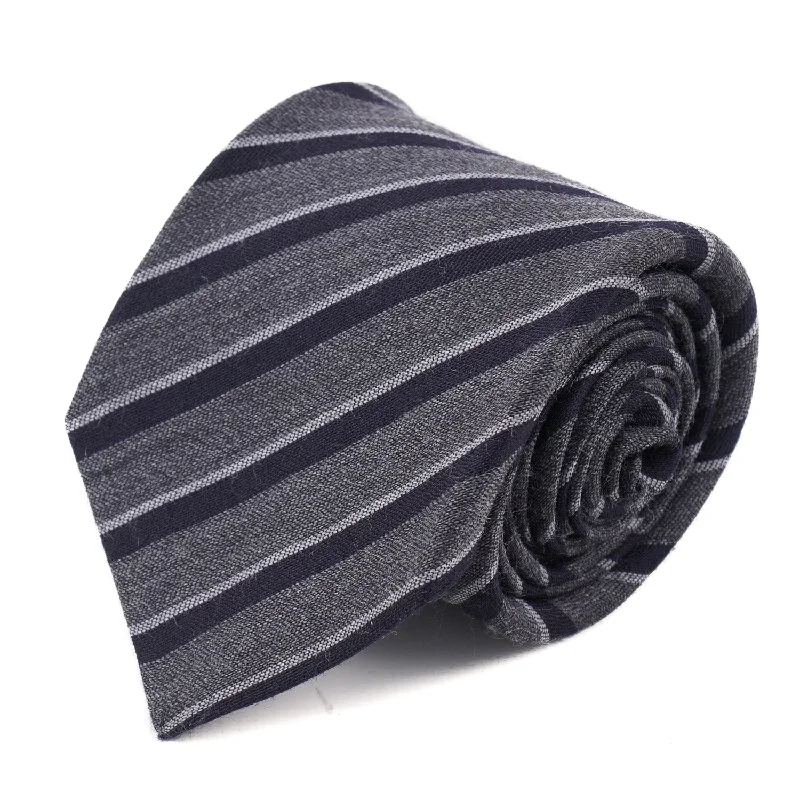 Kiton Striped Wool and Silk Necktie