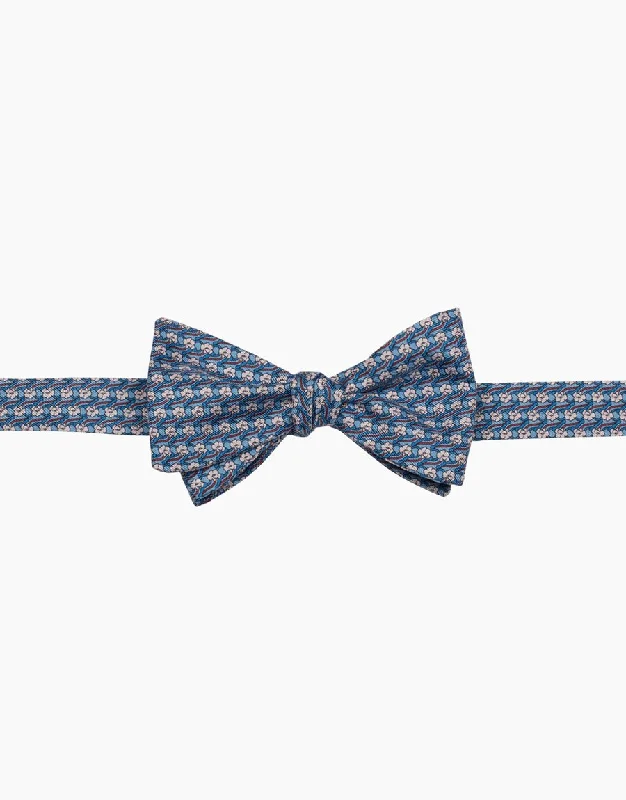 Light Blue Floral Silk Self Tie Bow Tie