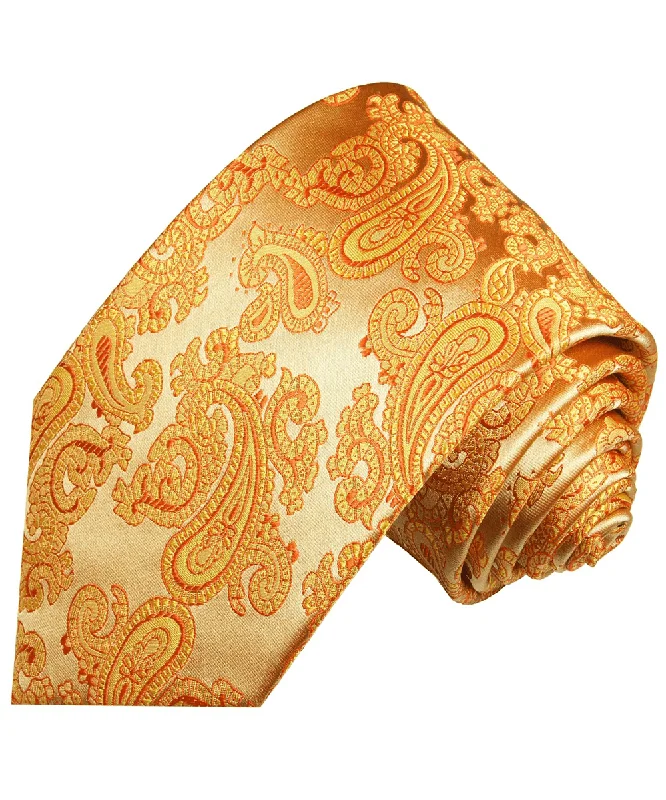 Men's Silk Necktie in Gold Paisleys