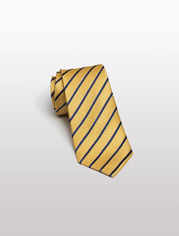 Men's Yellow with Navy Chalkstripe 100% Silk Tie