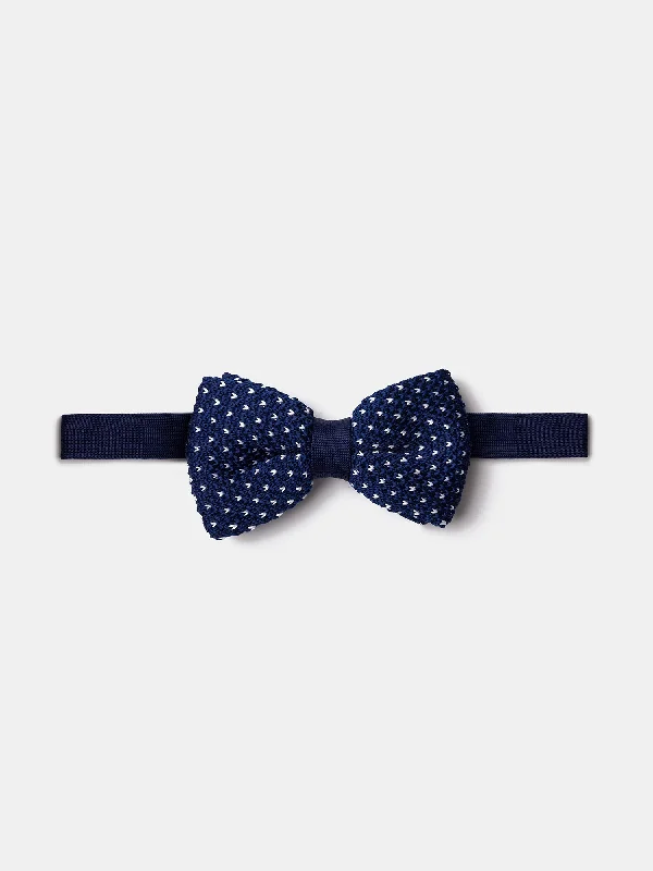 Navy Knitted Bow Tie