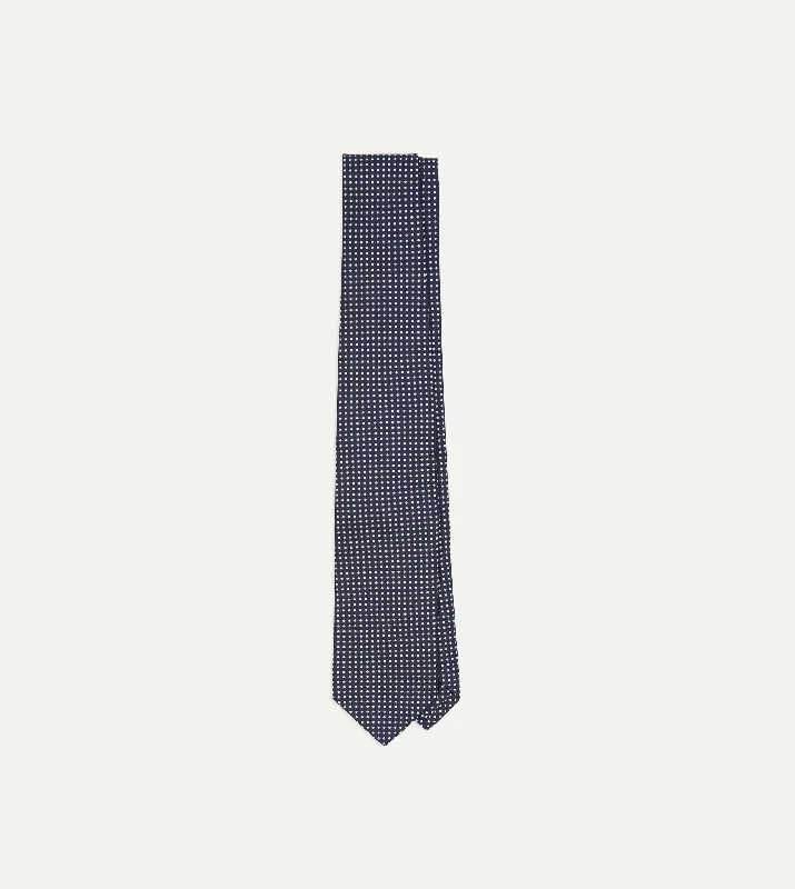 Navy Micro Polka Dot Silk Self-Tipped Tie