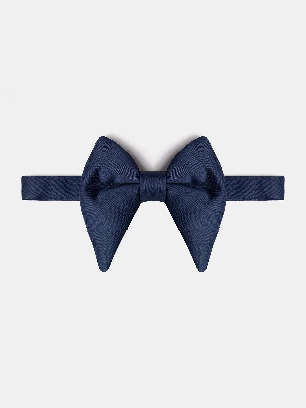 Navy Satin Butterfly Bow Tie