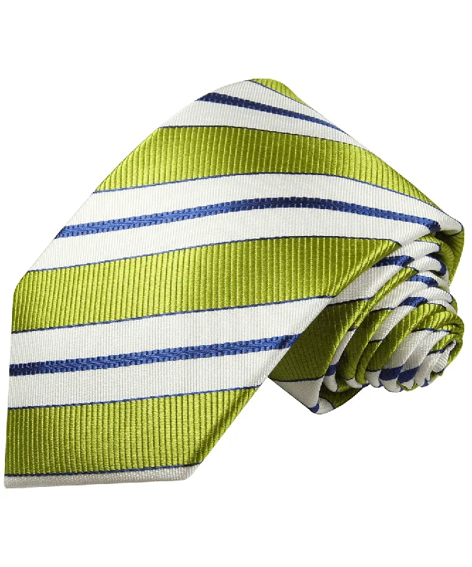 Necktie in Green, White and Navy Blue